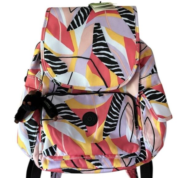 NEW Kipling Abstract Leave City Pack Backpack - Picture 1 of 7
